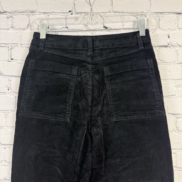 GAP Mid Rise Loose Corduroy Pants in Solid Black Womens 0 Stretch Patch Pockets - Picture 7 of 14
